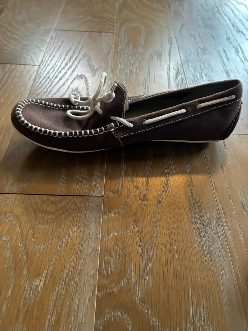 Cole Haan Brown Canvas Boat Shoes with White Laces